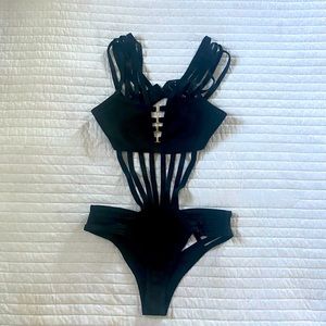 Bikini Women Tank Top Hollow Sexy One Set Swimsuit Attached Bottoms Summer